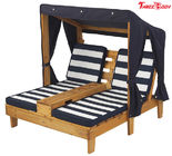 Wooden Outdoor Double Chaise Lounge , Backyard Lounge Chairs Weather Resistant