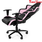 Black And Pink Racing Gaming Chair With Adjustable Neckrest And Lumbar Support