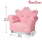 Comfy Modern Kids Furniture Child 'S Crown Armchair Pink PU Leather Sofa For Girls