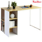 Light Brown / White Modern Office Table 5 Side Shelves PC Laptop Notebook Desk Metal Legs