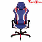 Mobile Comfortable Computer Gaming Chair , Blue PU Leather Racing Seat Desk Chair