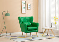 Solid Wood Legs Fabric Corner Sofa , One Seater Green Fabric Sofa For Hotel