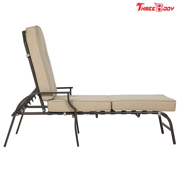 French Style Patio Chaise Lounge Chair , Beige Outdoor Chaise Lounge Chairs