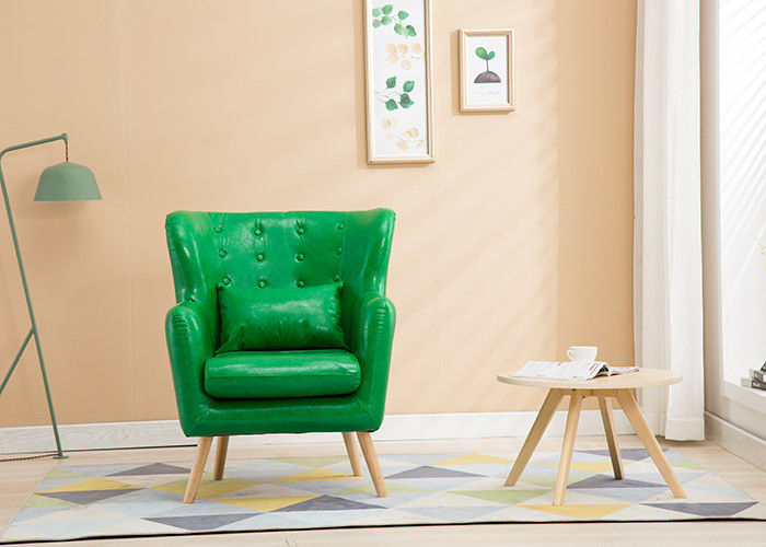 Solid Wood Legs Fabric Corner Sofa , One Seater Green Fabric Sofa For Hotel