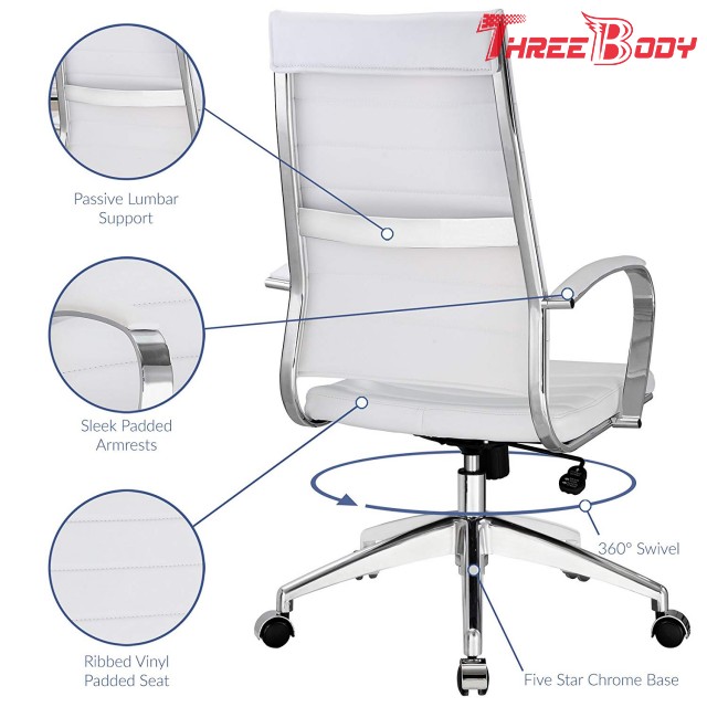 PU Leather Modern Home Furniture White Executive Office Chair For Study Working