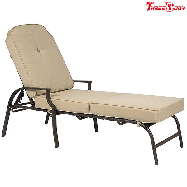 French Style Patio Chaise Lounge Chair , Beige Outdoor Chaise Lounge Chairs