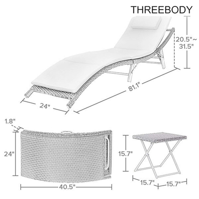 Recliner Outdoor Patio Lounge Chairs Adjustable Back Folding and Portable Design