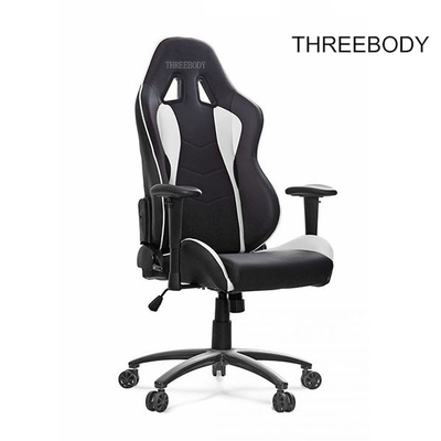 Custom Black And White Leather Gaming Chair Height Adjustment Easy To Clean