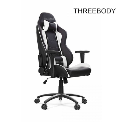 Custom Black And White Leather Gaming Chair Height Adjustment Easy To Clean
