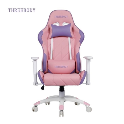 Video Game High Back Gaming Chair White And Blue 350lbs Large Load Capacity