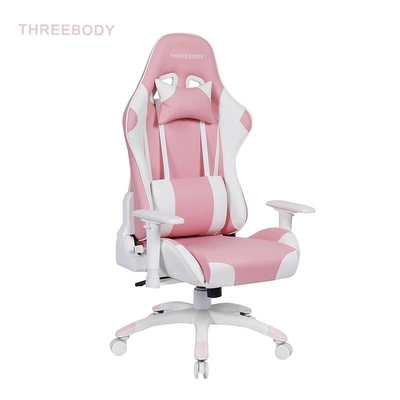 Video Game High Back Gaming Chair White And Blue 350lbs Large Load Capacity